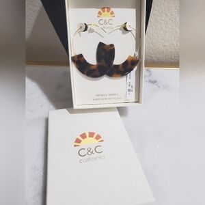 NEW C&C California Tortoise Shell Gold Vermeil Sterling Silver Hoop Earrings